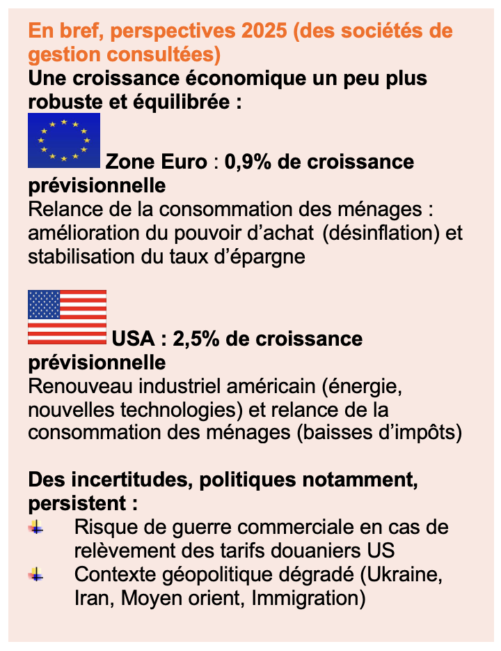 En bref, perspectives 2025 (des sociétés de gestion consultées)