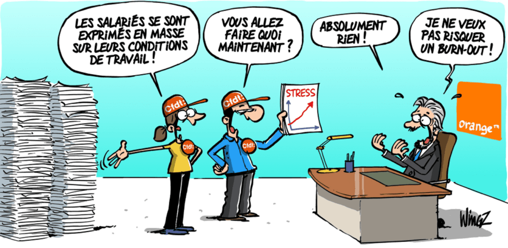 COMITÉ NATIONAL DE PRÉVENTION DU STRESS :
Des conditions de travail sous tension...
dessin de wingz