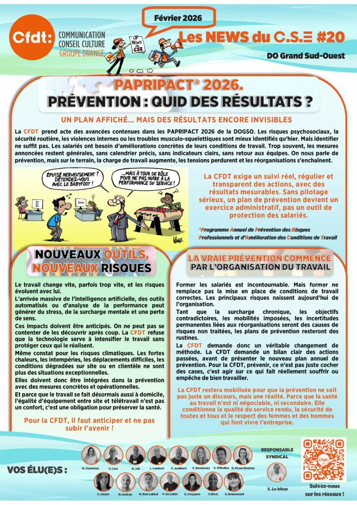 Les news du CSE DOGSO 20 le tract