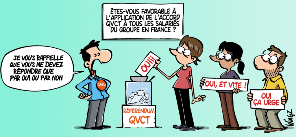 Dessin wingz - Référendum QVCT - ENFIN UN ACCORD QUI NOUS PROTÈGE TOUS